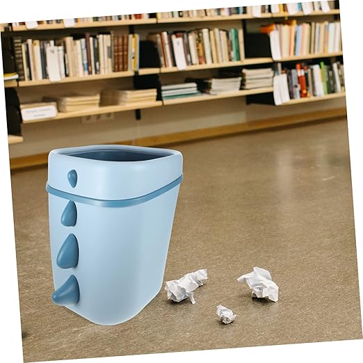 GLEAVI Dinosaur Design Cartoon Trash Can Large Opening Lightweight Plastic Wastebasket for Boy Girl Rooms Living Bathroom and Office Creative Daily Use Trash Bin Blue