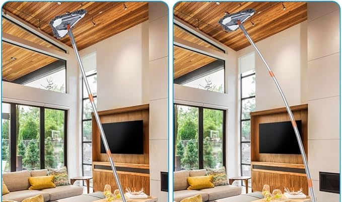 Wall Mop with Long Handle 360 ° Rotating Triangle Microfiber Cleaning Adjustable Dry and Wet Dust Cleaner for Floor