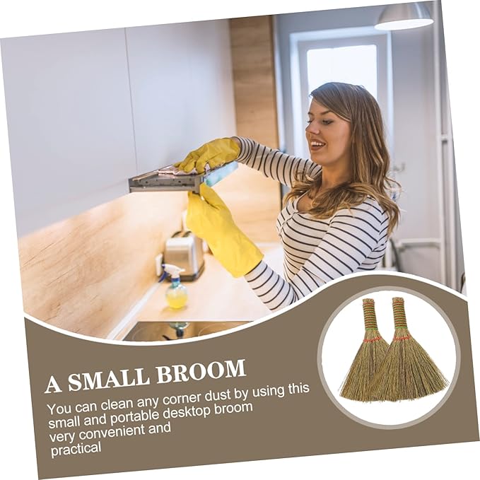 FRCOLOR 10pcs Cleaning Supplies Desk Dust Broom Small Manual Broom Desktop Cleaning