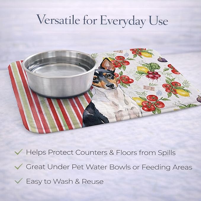 Caroline's Treasures Toy Fox Terrier Vegetables Dish Drying Mat Absorbent Dish Drying Mat Pad for Kitchen Counter Dish Drainer Mat for Countertop 14 x 21 Multicolor