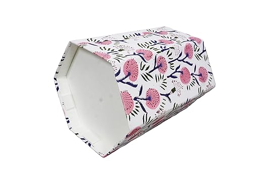 Handmade Cotton Paper Waste Basket Stylish Trash Can for Home or Office (1 Light Pink FLOWAR)