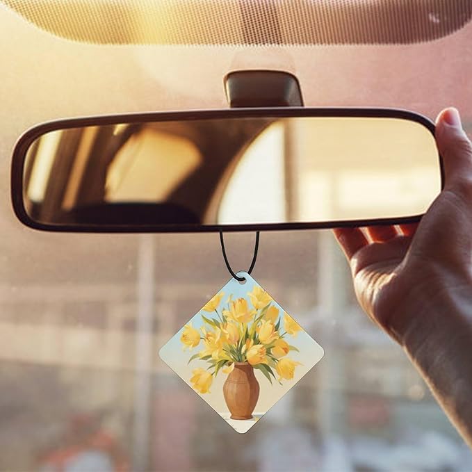 5PCS Car Air Freshener Hanging Personalized Double Sided Yellow Lily Car Fresheners Long Lasting New Cars Scents Cute Automotive Freshies for Closets Drawers (tea)