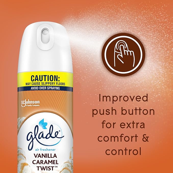 Glade Air Freshener Odor Fighting Room Spray Vanilla Caramel Twist 8.3 oz 6 Count