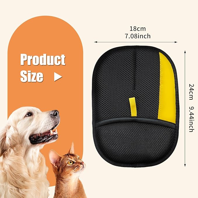 Electrostatic Gloves for Pet Hair Removal: Upgraded 2PCS Animal Fur Removal Tool for Dogs&ampCats Efficient Reusable Pet Hair Remover for Couch Carpet Car Seat Clothing Quick Clean (2 pcs-Black)
