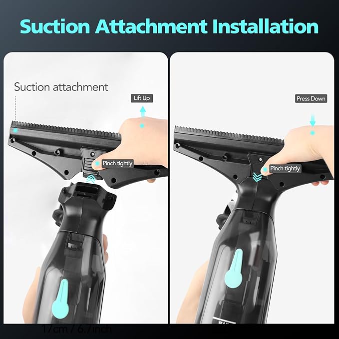 Window Vacuum Cleaner Kit Cordless 35Min Runtime &amp 2 Suction Nozzles Cleaning Tool All-in-One Electric Squeegee Spray Kit for Streak-Free Windows Washing Shower Glass MirrorsCar