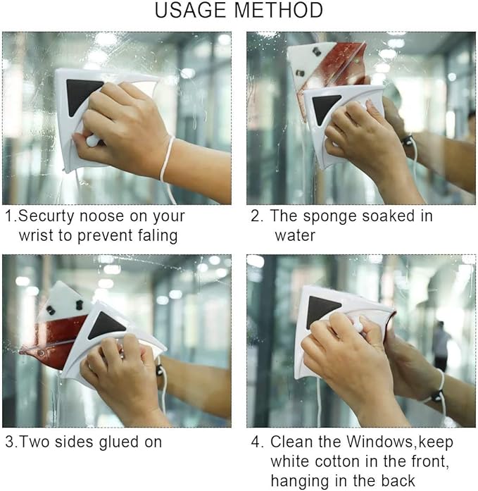 Double-side Magnetic Glass Wiper Window Cleaner Magnetic Glass Cleaning Tool Brush for Double Glazed Window Thickness 0.5-1 (15-24mm)