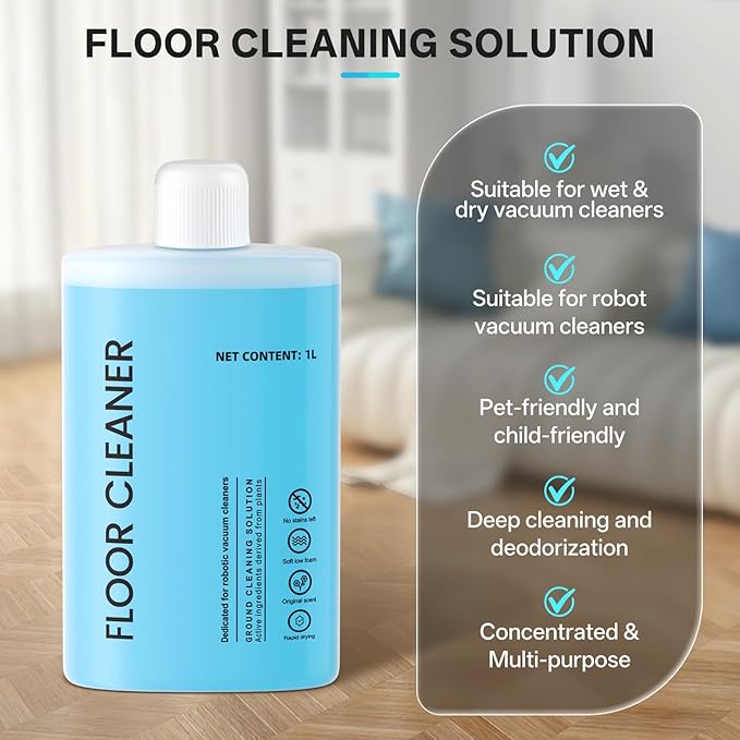 Floor Cleaning Solution Compatible with Roborock Cleaning Solution Residue &amp Streak Free Suitable for All Robot Vacuum Cleaners and Wireless Wet Dry Dual-Use Vacuum Cleaners