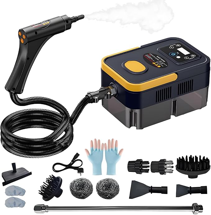 Steam Cleaners 2500W High Pressure Steamer for Cleaning Handheld Portable Steam Cleaner 15s Fast Heat-Up &amp 42.3oz Tank Steamer Cleaner for Home Car Kitchen Bathroom Floor Grout Tile
