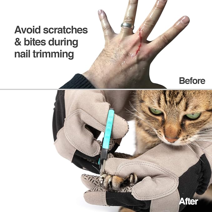 PetFusion Multipurpose Pet Grooming Gloves Great for Trips to Vet and Bathing Puncture Scratch &amp Water Resistant