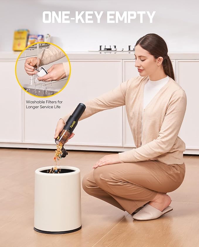 Fanttik Slim V10 Lite Cordless Handheld Vacuum 0.98lb Lightweight with All-in-One Base Design 12000Pa Suction &amp Smart LED Display Portable Mini Vacuum Cleaner for Kitchen Table Home Car