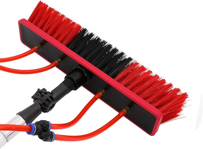 32.8FT Window Cleaning Water Fed Brush Kit 13.2'' Detachable Brush Head Window Glass Washing Cleaner Equipment Kit 8 Adjustable Telescopic Pole Tool for Household &amp Outdoor