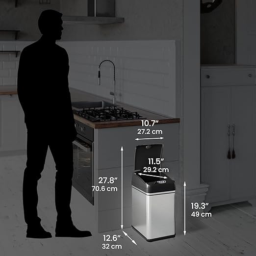 iTouchless 8 Gallon Pet-Proof Sensor Trash Can with AbsorbX Odor Control System Stainless Steel Kitchen Garbage Bin Prevents Dogs and Cats Getting in Battery or AC Adapter Power (Both not Included)