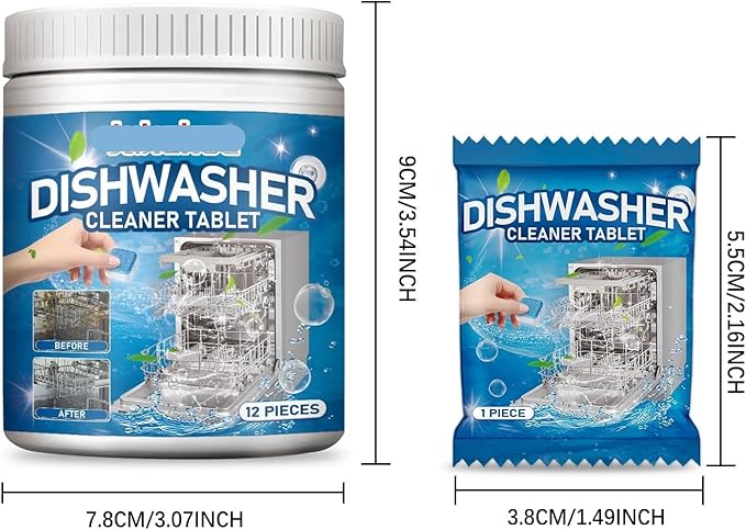 Dishwasher Cleaner Tablets - 1 Pack Removes Grease Stains &amp Odors Kitchenware 专用Easy To Use Restores Freshness(2PCS)