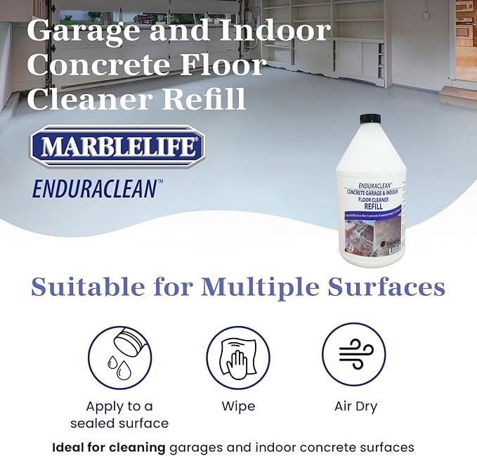 Marblelife EnduraCLEAN Garage and Indoor Concrete Floor Cleaner Effective Basement &amp Garage Floor Cleaner Effective Concrete Cleaner Ready-To-Use Cement Cleaner &amp Degreaser 128 oz Refill