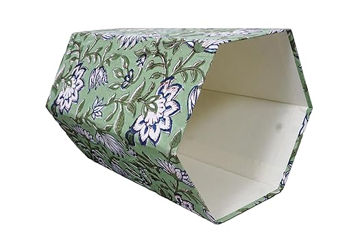 Handmade Cotton Paper Waste Basket Stylish Trash Can for Home or Office (1 Light FREEN FLOWAR)