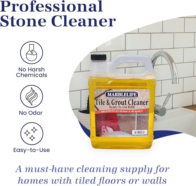 Marblelife Tile &amp Grout Cleaner - Tile and Grout Cleaner for Floors Pools Bathroom Shower Bath &amp Other Surfaces Safe &amp Effective Ready-To-Use Refill Gallon