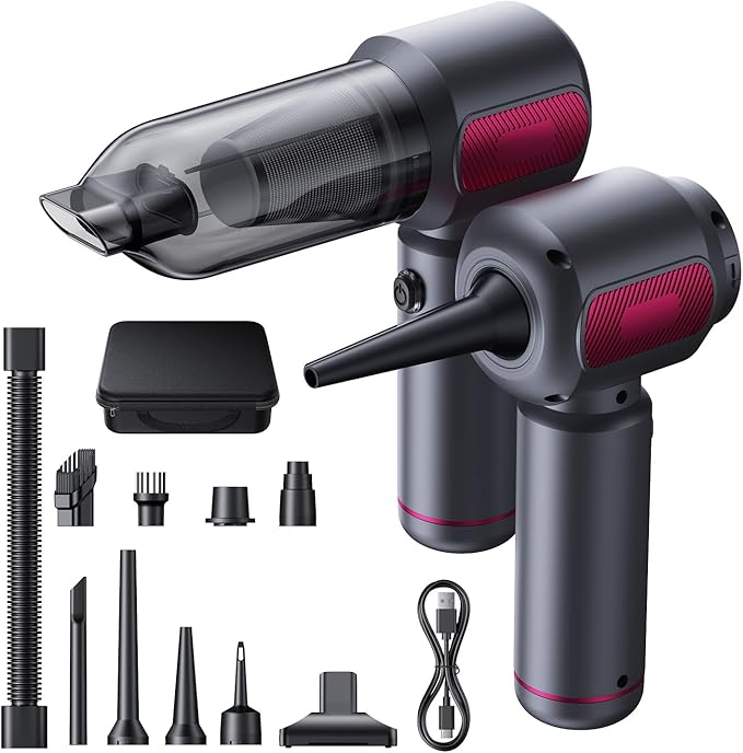 REWONDER Car Vacuum Cleaner High Power 22000Pa Vacuum Cleaner &amp 110000RPM Air Duster Handheld Vacuum with 7800mAh Battery Car Detailing Vacuum Storage Bag &amp Multi-Nozzles for Car Home