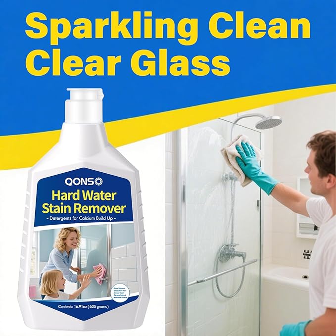 Hard Water Stain Remover Shower Glass Door Cleaner Cream For Hard Water StainBathroom GlassWindowsTileGroutToilet BowlCalcium Build UpHard Water Cleaner 16.91 Oz (670 Grams)