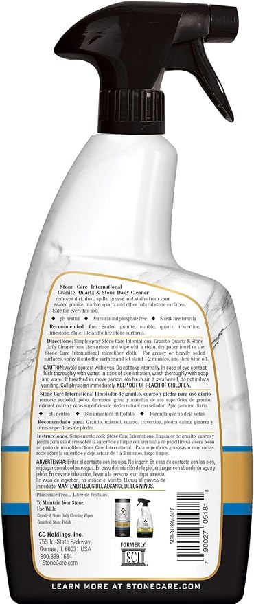 Stone Care International Granite Cleaner - 32 Fluid Ounces (2 Pack) Granite Marble Quartz Tile Travertine Limestone Slate Clean
