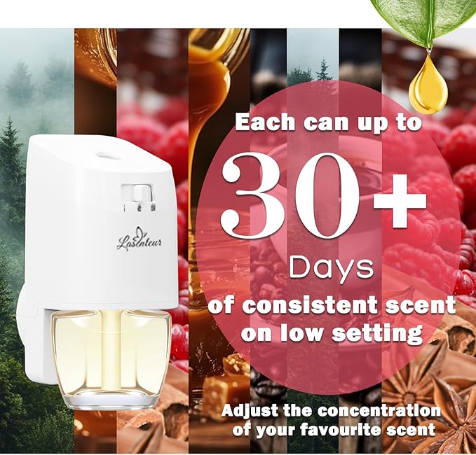 Plug In Air Freshener Refills – Spruce Caramel Espresso &amp Raspberry Cinnamon 12 Count Fragrance for Home Bathrooms Office – 7.92 Fl Oz Compatible with Air Wick &amp Glade Not for Glade Plu