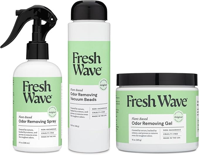 Fresh Wave Variety Odor Removing Bundle: (1) 8 floz. Spray (1) 15 oz. Gel (1) 5.25 oz. Vacuum Beads