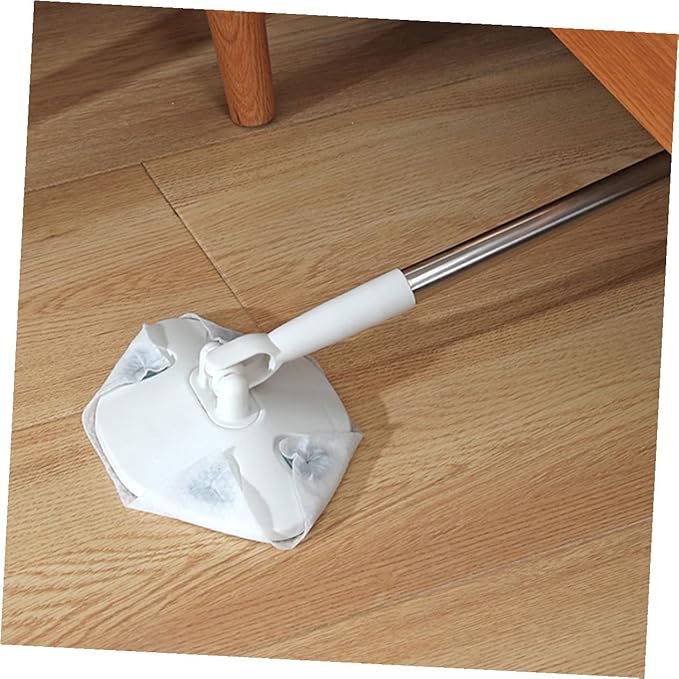 Cabilock Household Dust Mop with Retractable Handle Rotatable Triangular Dust Removal Mop Cloth for Floor and Surface Dusting for Home Use