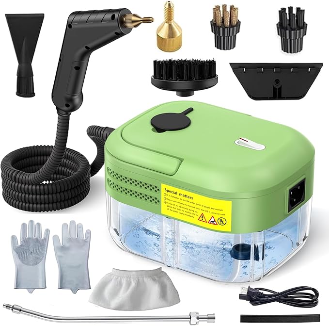 3BAR Steam Cleaner 2200W Handheld Steam Cleaner whit 8 Accessories for Home Use Fast Heat-Up in 12s 1.2L Water Tank Car-Portable Handheld Steamer for Cleaning Kitchen Bathroom Grout Car
