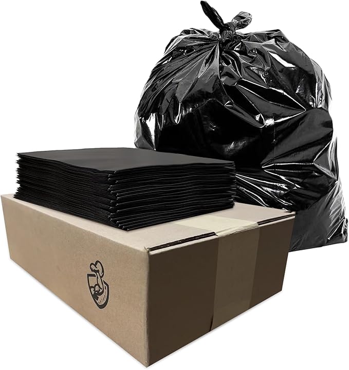 75 packs- 3Mils-Large 45-50 Gallons Contractor Trash Bags -38 * 46-black-Professional Heavy Duty Garbage Bags - Recommended for Renovation and Construction Sites- MADE IN USA-1775