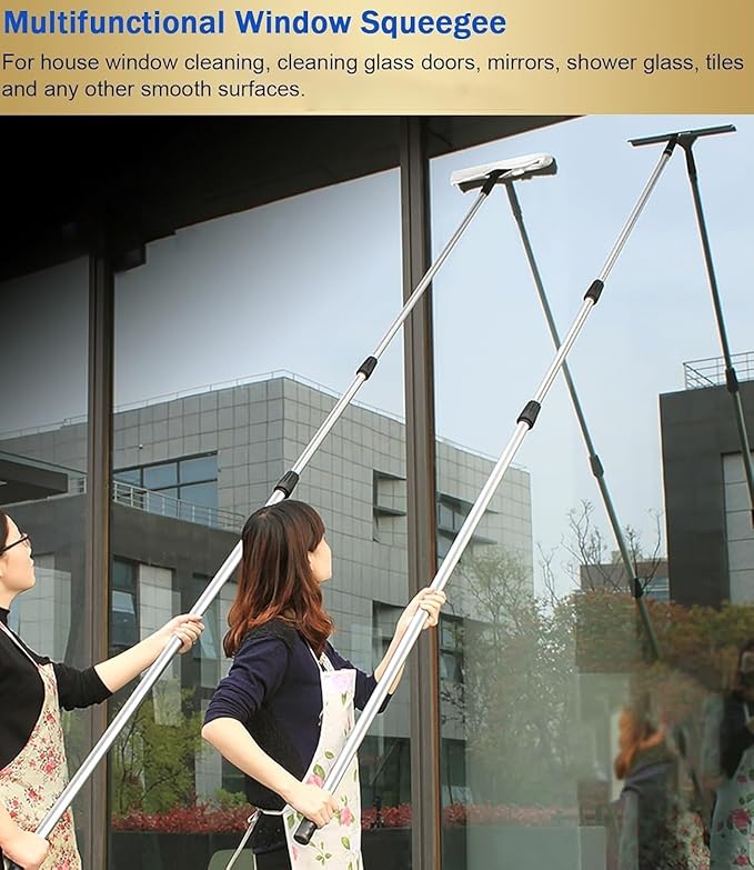 BABYCE Third Floor High Window Glass Cleaner Tool Showroom Office Outdoor Window Washing Kit Equipment with Aluminum Telescopic Pole Multifunctional(7M/23ft)