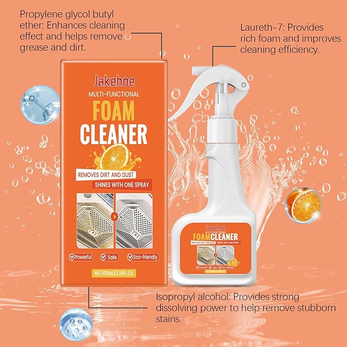 Multi-Purpose Foam Cleaner Powerful Stain &amp Grease Remover For Home Surfaces Safe &amp Long-Lasting(3PCS)