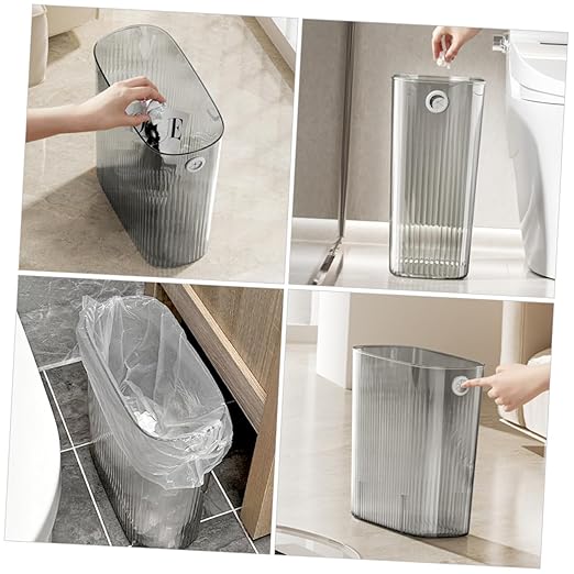 Angoily Transparent Trash Can No Touch Wastebasket for Kitchen Bathroom Office Easy Monitoring User Friendly Design Compact Garbage Container for Spaces