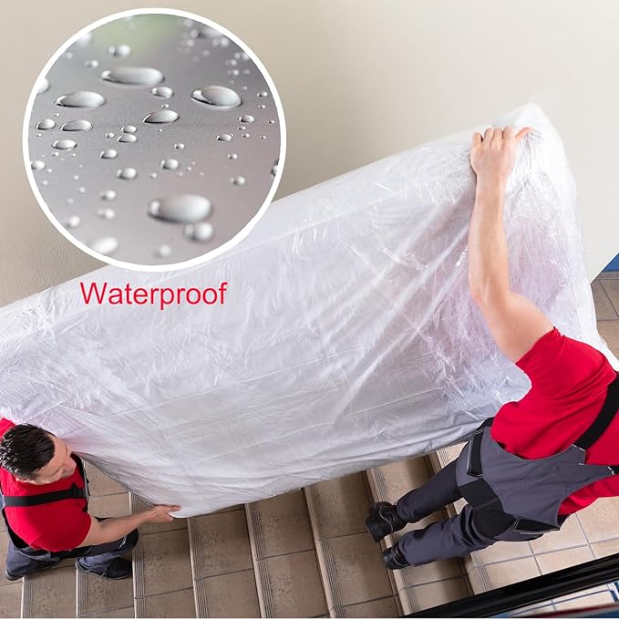 Mattress Bag for Moving and Storage [2 Pack] 4 Mil Mattress Protector Heavy Duty Clear Plastic Bed Mattress Cover for Long-Term Storages and Disposal - Full Size 54 x 100 Inch