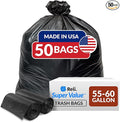 Reli. 55-60 Gallon Trash Bags Heavy Duty | 50 Bags | 50-60 Gallon | Large Black Garbage | Made in USA