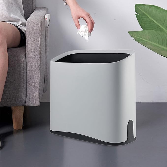 Trash Can Floor Dustbin Versatile Study Modern Waste Bin Waste Basket Garbage Bin for Home Bathroom Under Desk Shop Office Gray