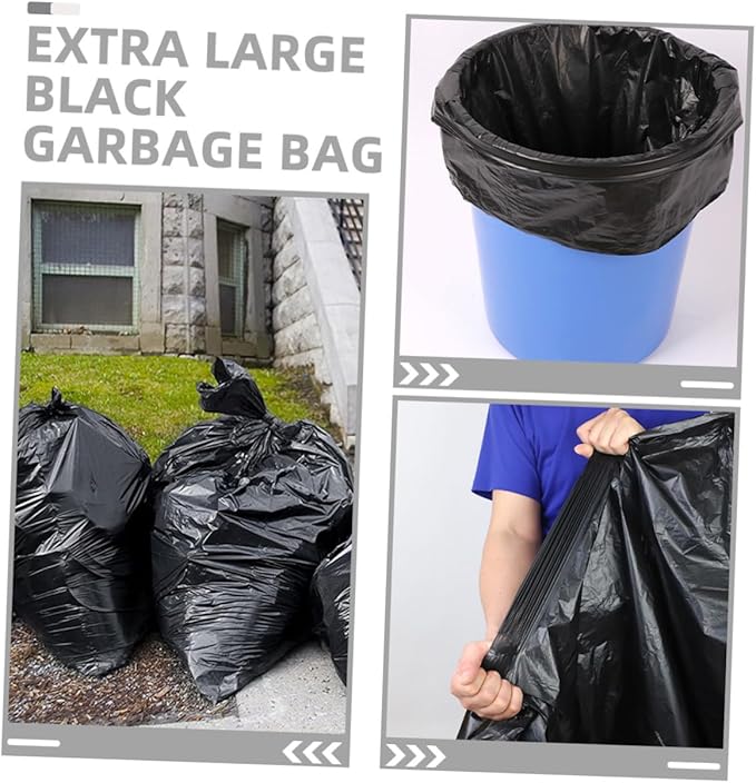 50pcs Large Garbage Bags Heavy Duty Contractor Trash Bags 80x100cm Black Commercial Kitchen Trash Can Liners for Outdoor Gardening and Property Maintenance
