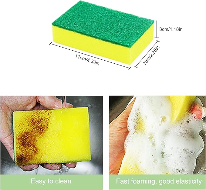 30 Pack Sponge Individually Wrapped Non Scratch Scrouing Sponges for Household Cleaning Dishes Kitchen Apartment Car Bike