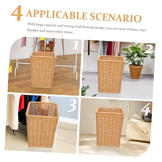 Woven Trash Basket for Bedroom and Bathroom Material Sundries Bin Rustic Design Wastebasket for Home Decoration Multipurpose Use
