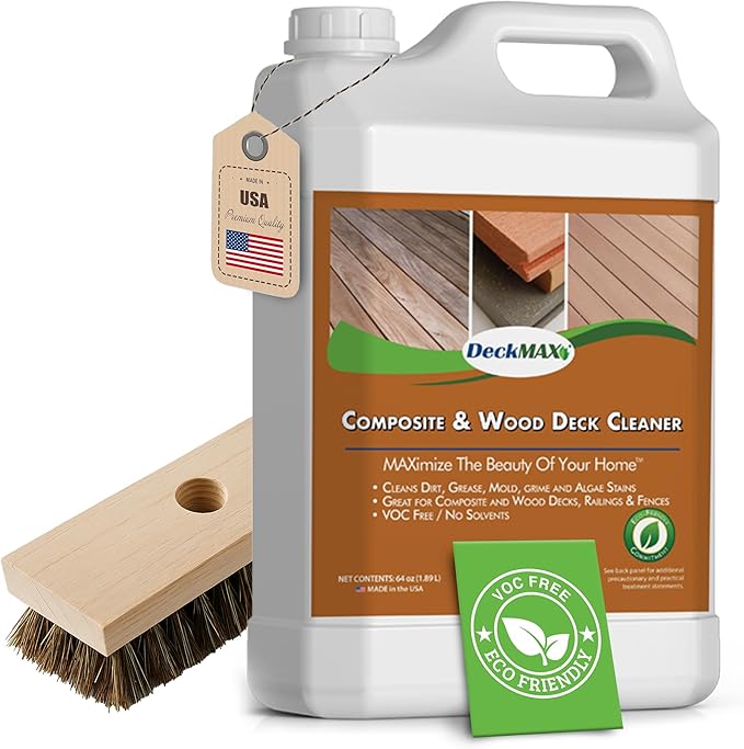 Premium Deck Cleaner Kit | Deck Cleaner and Mildew Remover | Cleans up to 1500 Sq. Ft. | Safe for Trex Timbertech &amp Wood Decking | Powerful &amp Eco-Friendly Deck's Cleaning Solution