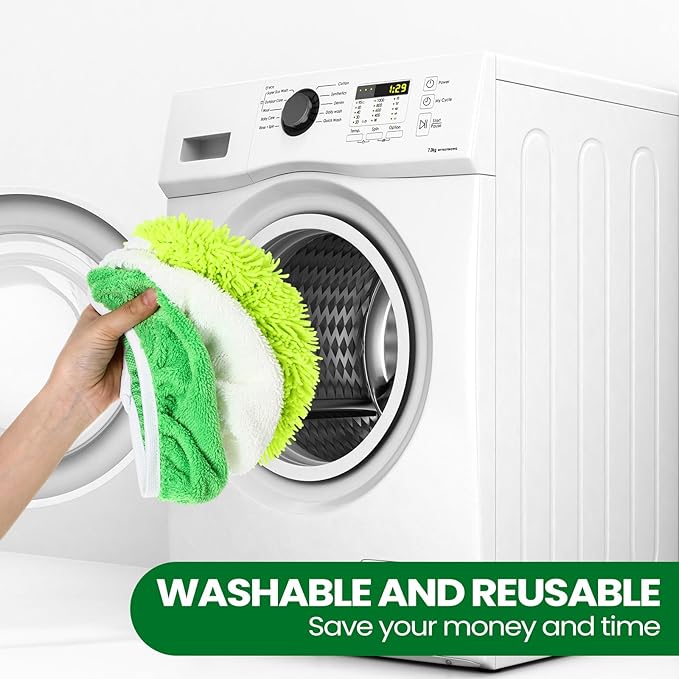 18 Pack Reusable Microfiber Mop Pads Refills Compatible with Swiffer Sweeper Dry Sweeping Cloths for Wet and Dry Sweeping Mop Head Replacement for Household Cleaning