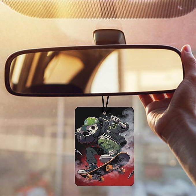 5PCS Car Air Freshener Hanging Personalized Double Sided Skull Rider Car Fresheners Long Lasting New Cars Scents Cute Automotive Freshies for Closets Drawers (tea)