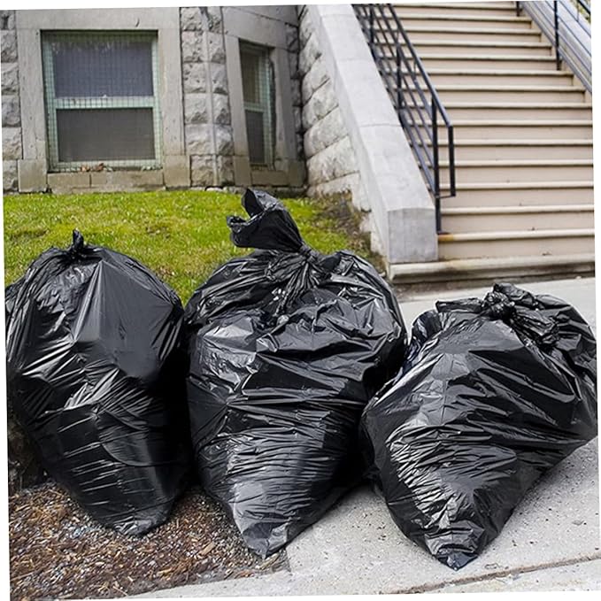 TEHAUX Extra Large Black Garbage Bags 50pcs 80x100cm Heavy Duty Trash Bags for Kitchen Outdoor Commercial Use Suitable for 100l Bins