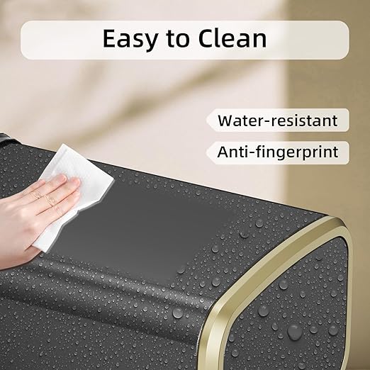 8L/2.1 Gal Small Bathroom Trash Can with Lid Swing-Top Rectangular Waste Bin Stainless Steel Garbage Can for Home Office Toilet Bedroom Living Room (Titanium Black)