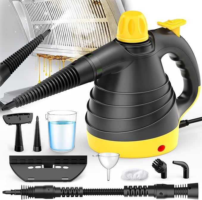Handheld Steam Cleaner - 275°F High-Temp Fast Heating Multi-Surface Steamer for Cleaning 100% Chemical-Free Pet Safe Portable Steam Cleaner for Home/Bath/Window/Car Detailing/Upholstery/Couch/Grout