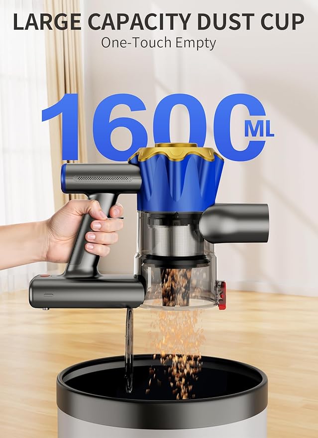 Cordless Vacuum Cleaner 580W 50Kpa Powerful Stick Vacuum Up to 70Mins Rechargeable Battery Vacuum Cleaners for Home Anti-Tangled Lightweight Handheld for Hardwood Floor Carpets Pet Hair