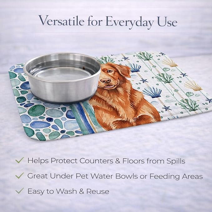 Caroline's Treasures Copper Nova Scotia Duck Tolling Retriever Coastal Sea Glass Dish Drying Mat Absorbent Dish Drying Mat Pad for Kitchen Counter Dish Drainer Mat for Countertop 14 x 21 Multicolor