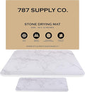 J.B Large Stone Drying Mat for Kitchen Counter - Quick Dry Stone Mat with Sink Caddy Ultra Absorbent Dish Drying Stone for Kitchen Counter and Bathrooms 16 x 12 Inch (Light Gray/White Marble Finish)