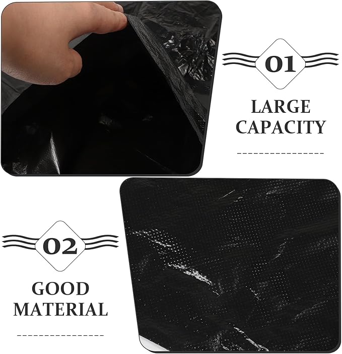 25pcs Black Thick Plastic Trash Bags 80x100cm 2.5mil Heavy-duty Garbage Can Liners for Bathroom Kitchen Office Household Use