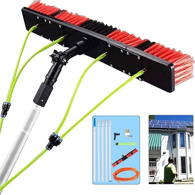 7 Meter / 23 Feet Extending Telescopic Water Fed Home Windows Car Vans Brushs Wash Brush Cleaner(50cm Brush 7m Pole)