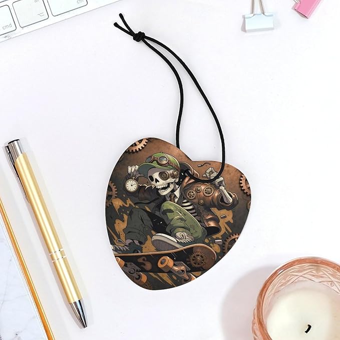 5PCS Car Air Freshener Hanging Personalized Double Sided Steampunk Skull Car Fresheners Long Lasting New Cars Scents Cute Automotive Freshies for Closets Drawers (tea)
