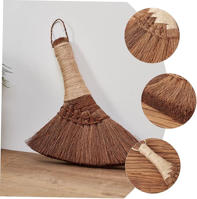 FRCOLOR 2pcs Handmade Palm Broom Straw Brush Dust Pan Broom Cleaning Household